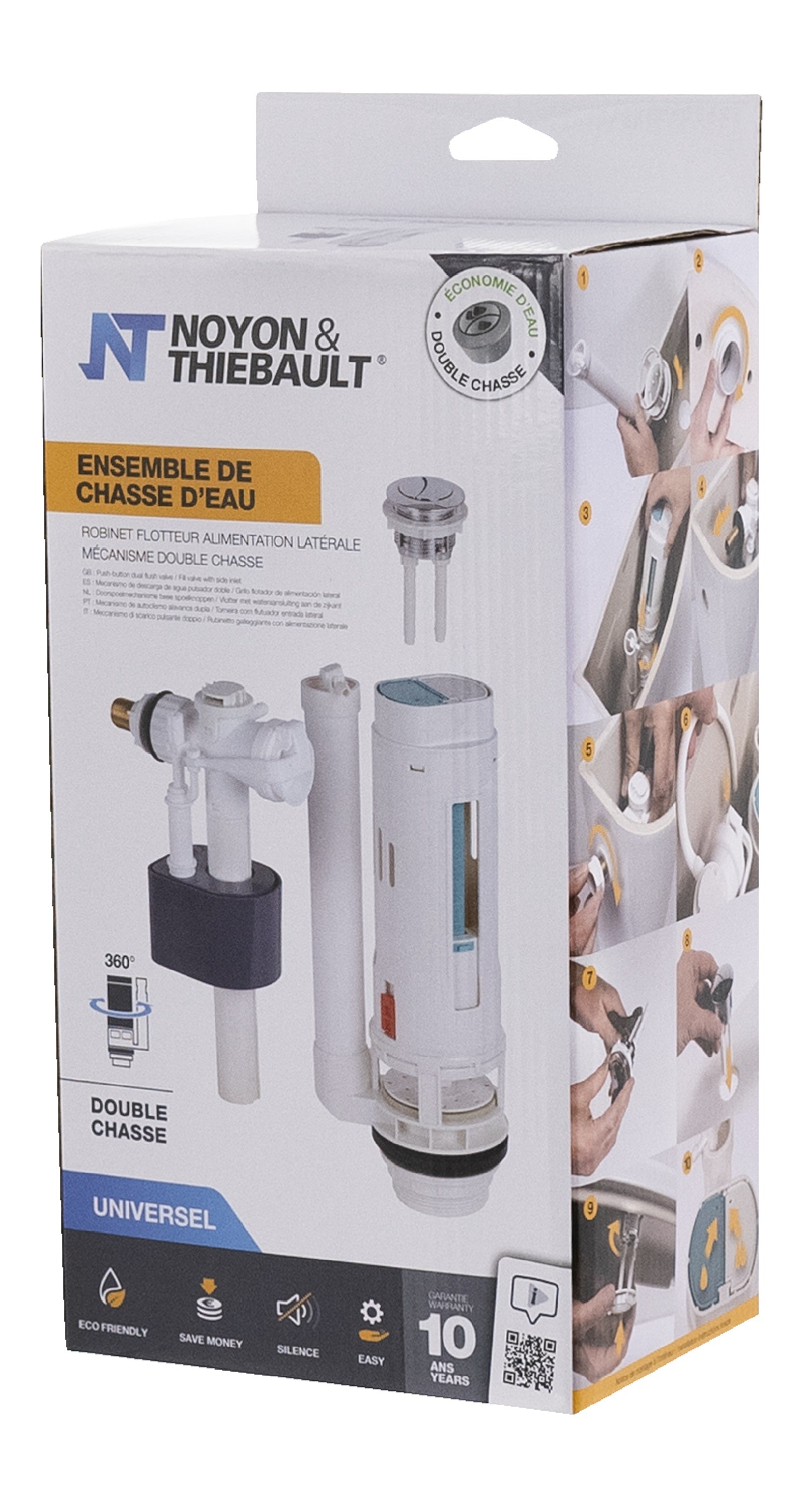 Ensemble Chasse d'Eau Robinet Flotteur + Mécanisme WC à Bouton Poussoir 3/6 Litres NOYON & THIEBAULT - 6