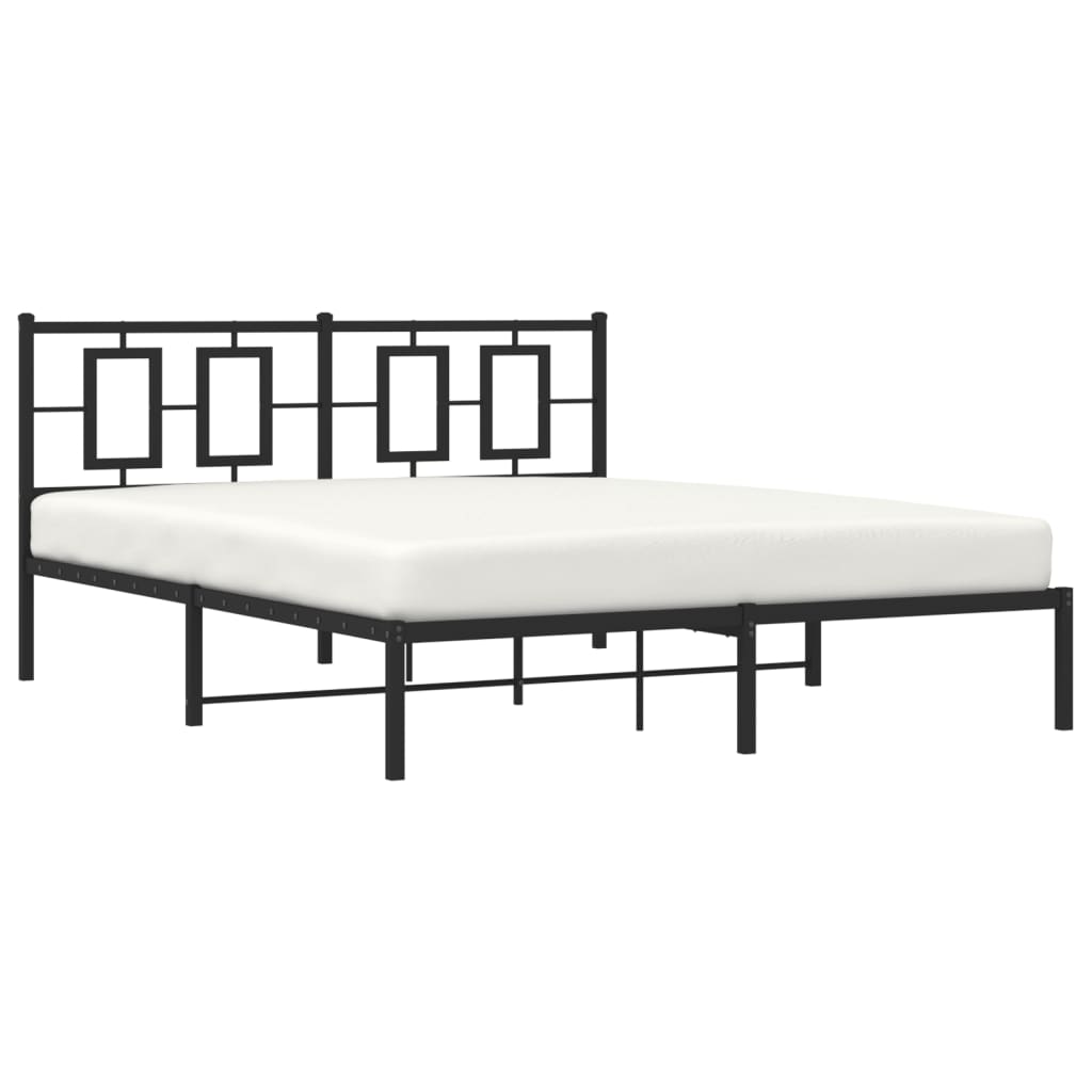Estructura cama sin colchón con cabecero metal negro 150x200 cm vidaXL - 5