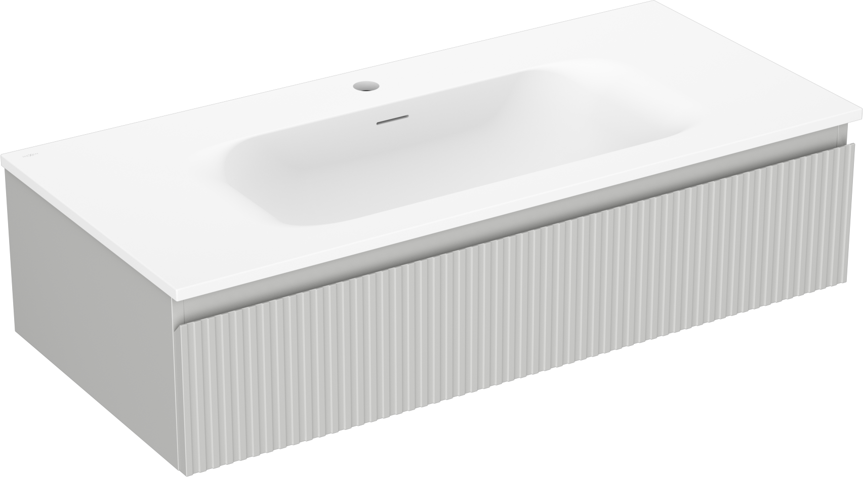 Mexen Rivel szafka łazienkowa 100 cm z umywalką Vela, 1 szuflada, ryflowana , szara mat/biała mat - 91A20-10023-1-BF62-W23M01