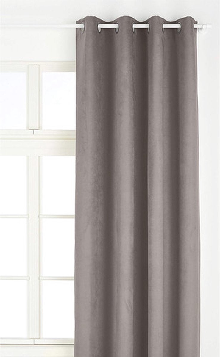 Rideau Uni - Effet Suédine - Gris souris - 145x260 cm - Polyester - 5