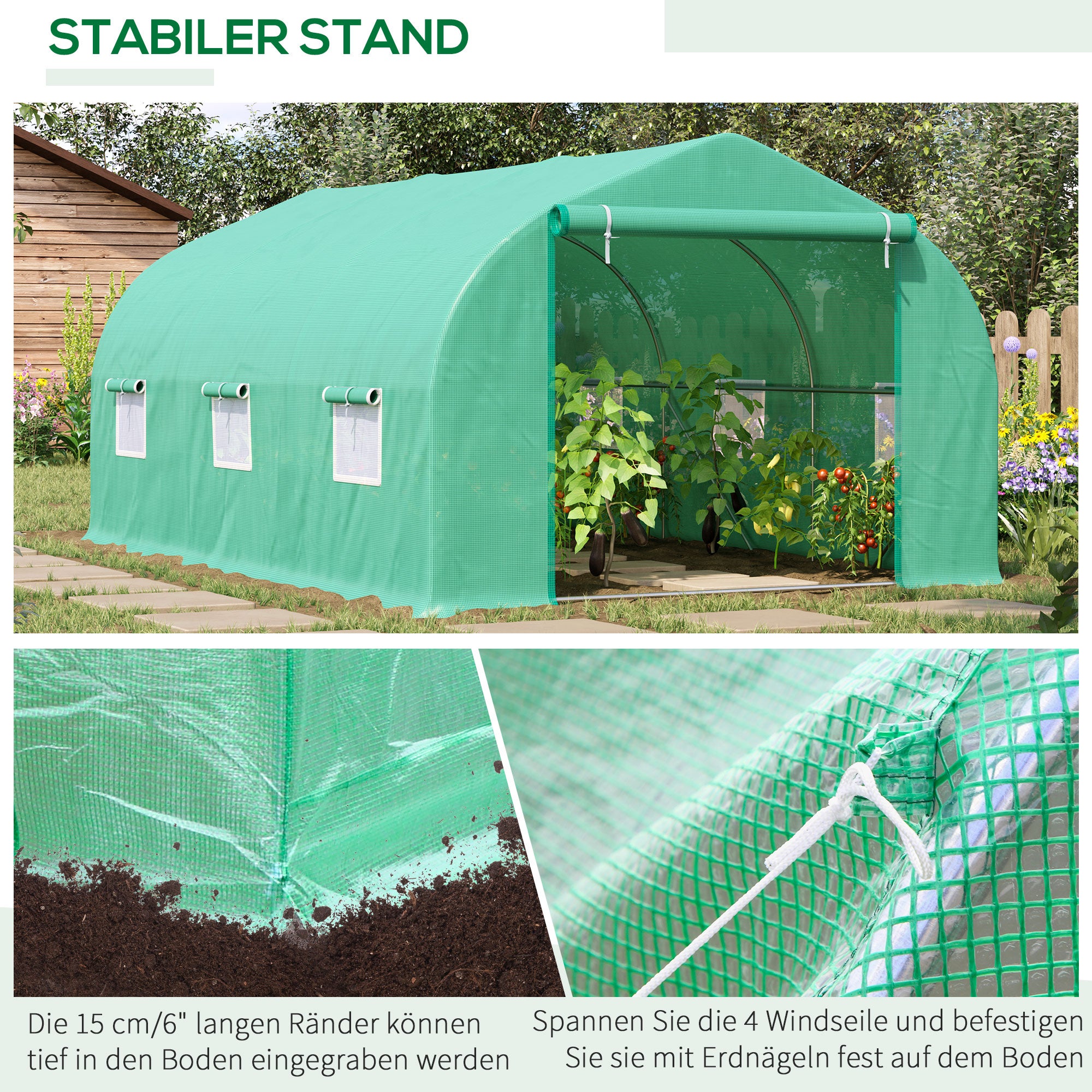 Grande serre plantation aluminium toit pignon stable culture légumes fleurs extérieur domestique - 6