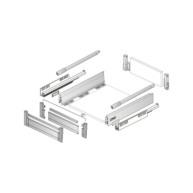 Kit tiroir à l'anglaise hauteur 144 innotech atira - Décor : Anthracite - Longueur : 470 mm - HETTICH - 2