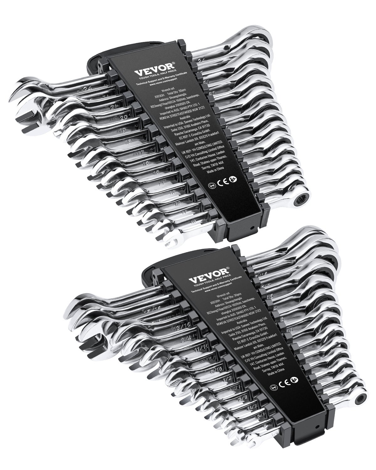 Zestaw kluczy Zestaw kluczy grzechotkowych 30 sztuk, metrycznych SAE 8-24mm, garażowy VEVOR