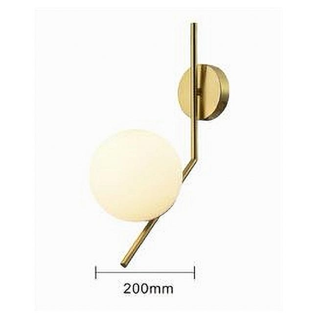 Applique Da Parete A Sfera In Vetro Bianco 150 Mm, Base In Ottone Dorato, Attacco E27, Per Soggiorno, Camera, Bagno