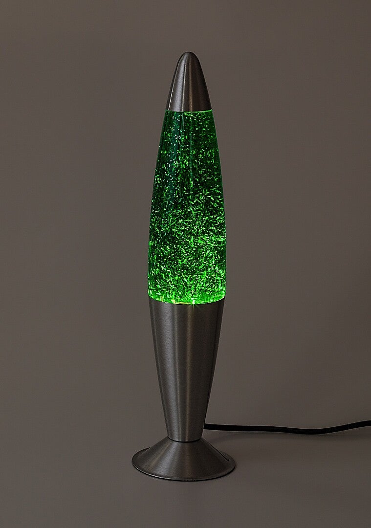 Lampka dekoracyjna lawa zielona srebrna podstawa do pokoju dziecięcego LED 25W GLITTER2 Rabalux