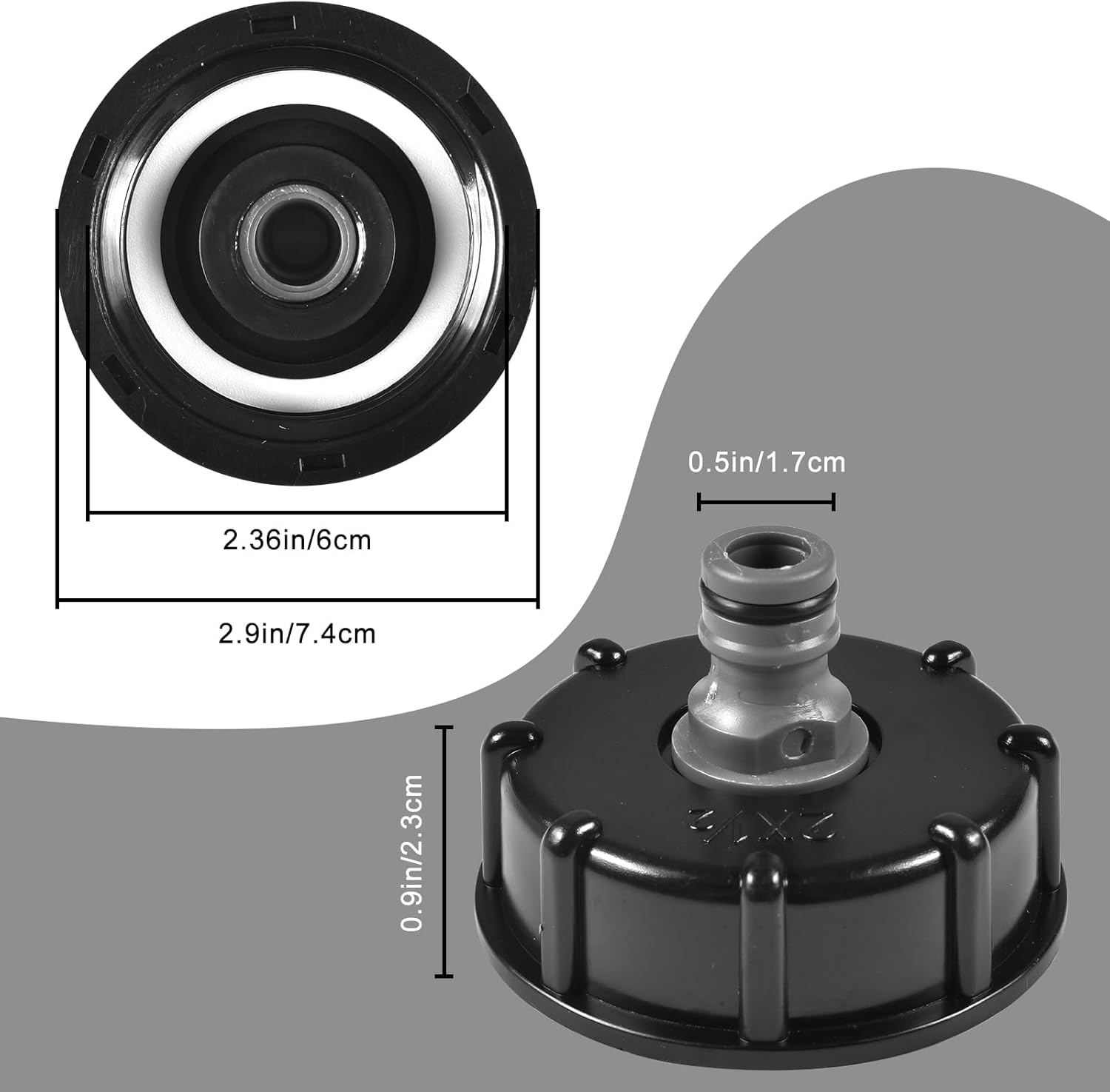 Adaptateur pour bouchon de réservoir IBC d'eau - raccord IBC S60x6 - trou fileté de 1/2 pouce - 2