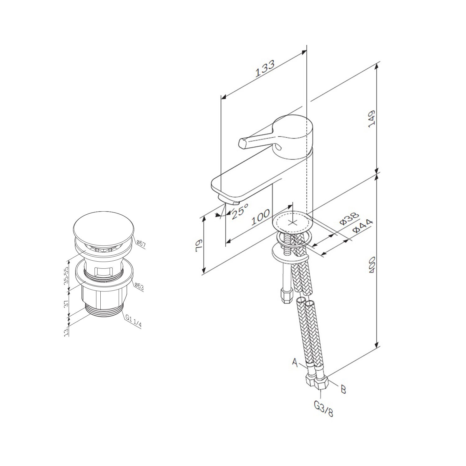 Mitigeur de Lavabo, Robinet de Lavabo avec bonde clic clac, Robinet de lave-mains, Noir, taille S, FXB82122, AM.PM - 9