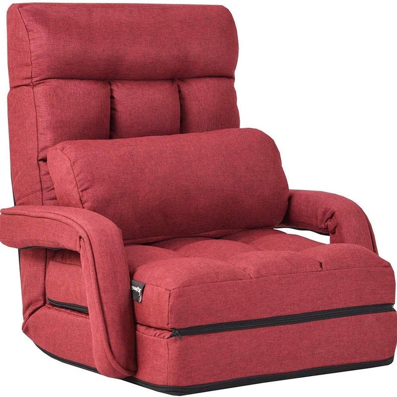 Składana sofa, regulowana, tapicerowana sofa podłogowa, łóżko do leżenia z podłokietnikami i poduszkami, fotel podłogowy, krzesło podłogowe,