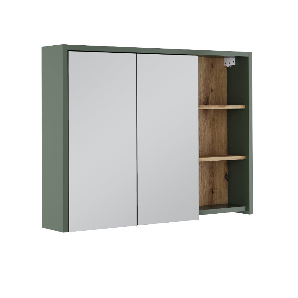 Vicco Szafka łazienkowa z lustrem Viola, Zielony/rzemieślniczy, 100 x 75 cm z otwartymi półkami