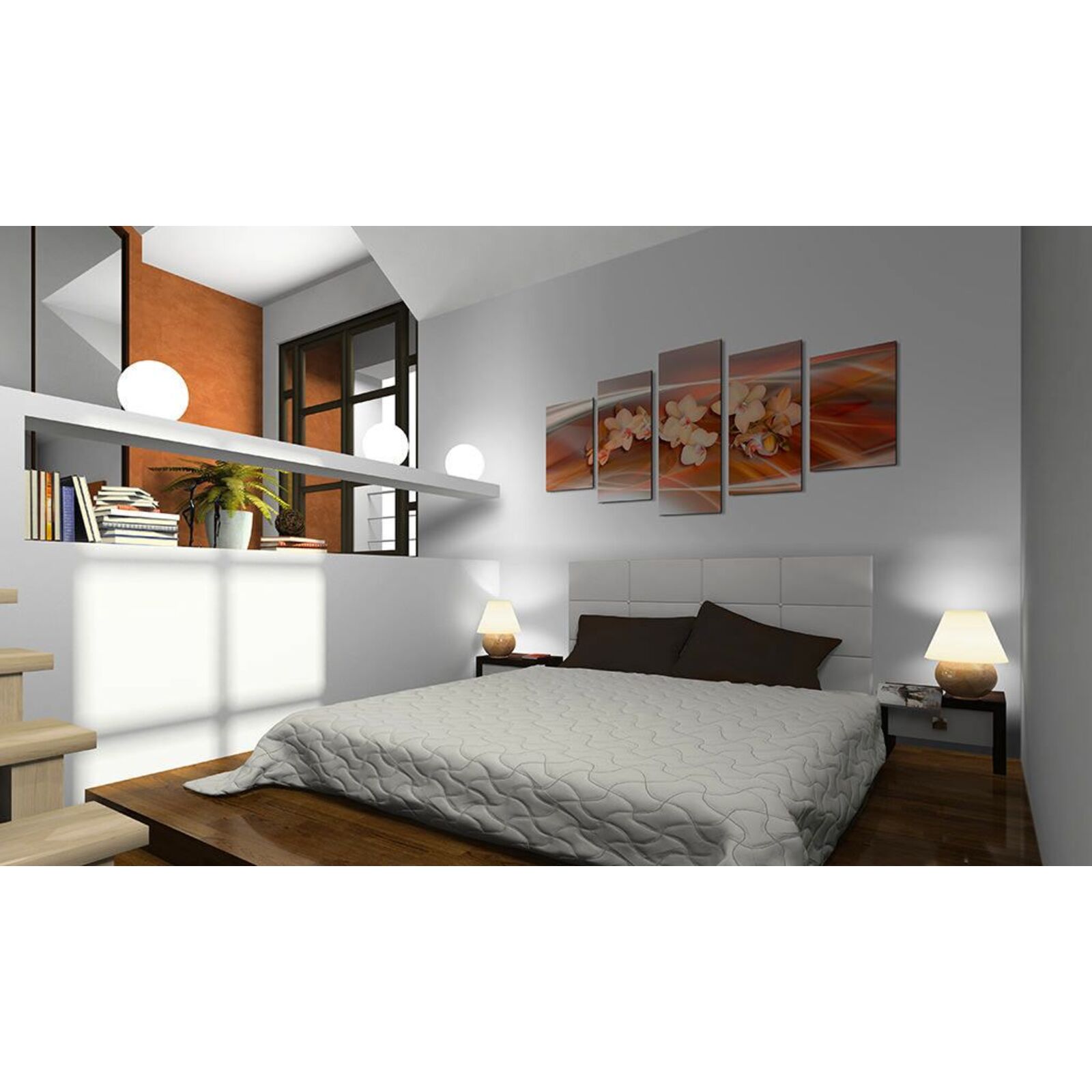 Tableau orchidée avec des nuances grises - 200 x 100 cm - 2