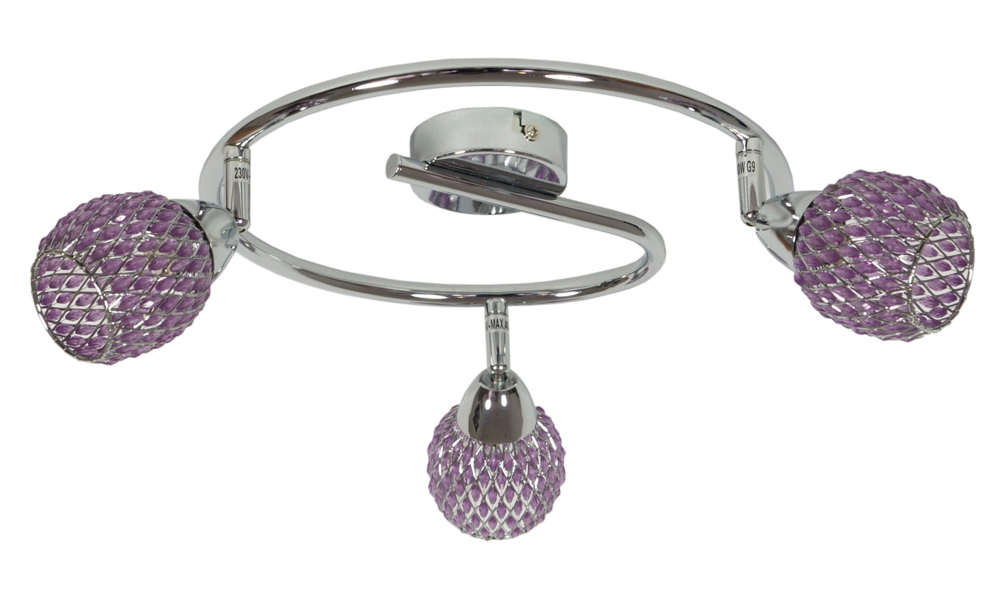 Lampa sufitowa wisząca Clear chromowana fioletowa 3xG9x40W wym: 19 x 64 x 64 cm kryształ Candellux