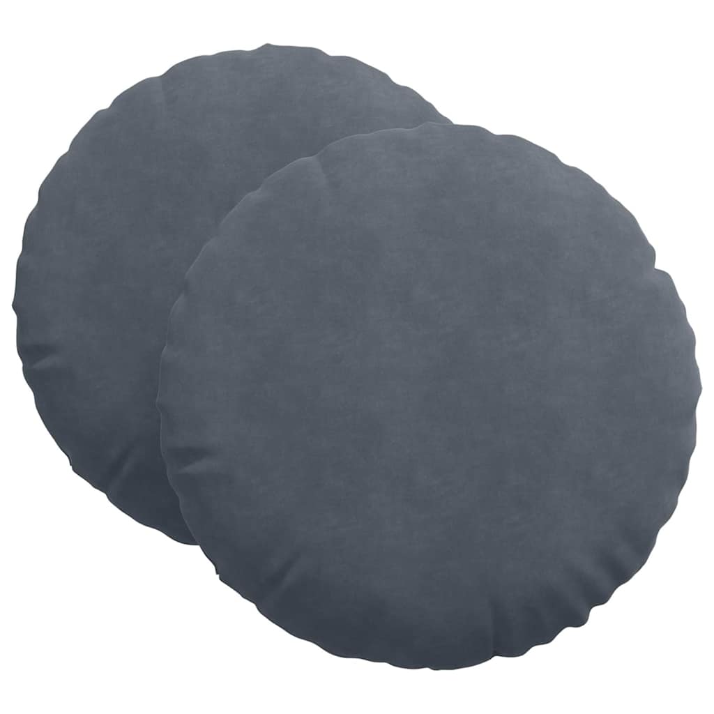 Cojines de asiento, 2 unidades, gris oscuro, Ø 40 x 13 cm, terciopelo - 2