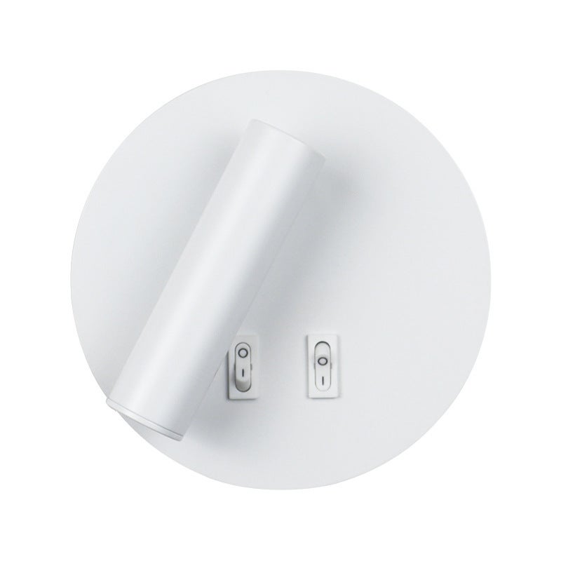 Lampka nocna do sypialni, obrotowa o 350 stopni, składana, mała okrągła lampa punktowa/biała (15x15 cm)