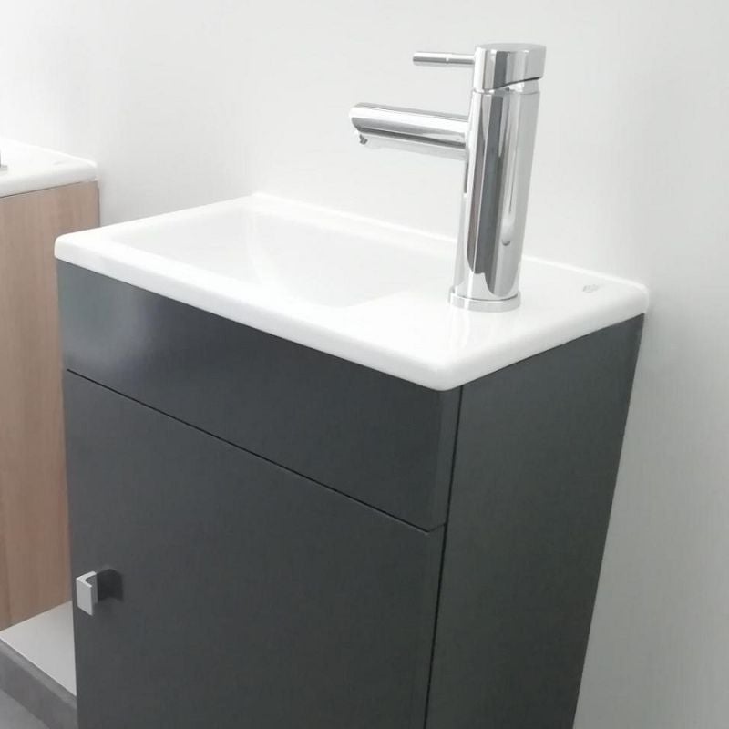 Meuble lave-mains SAFIA avec vasque et miroir - Gris - 5