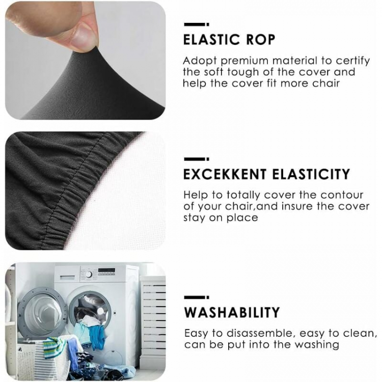 Coprisedia per sedia da ufficio nero Coprisedie rimovibile universale moderno stile semplicistico Coprisedie girevoli per sedia da ufficio girevole - 3