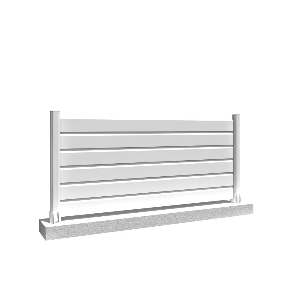 Kit clôture brise-vue 3 lames L 1911 x H 478 mm (Blanc RAL 9010) - 2