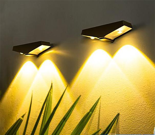 Zestaw 2 wodoodpornych, zewnętrznych lamp solarnych LED, idealnych do ogrodzeń ogrodowych, ścian podwórkowych i palisad (ciepła biel).