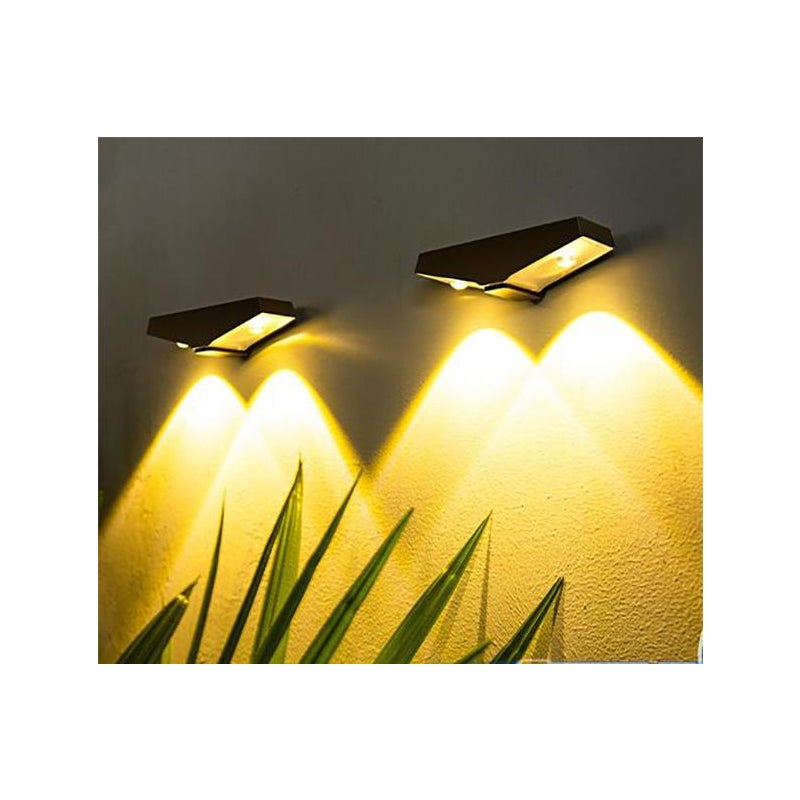 Zestaw 2 wodoodpornych, zewnętrznych lamp solarnych LED, idealnych do ogrodzeń ogrodowych, ścian podwórkowych i palisad (ciepła biel).