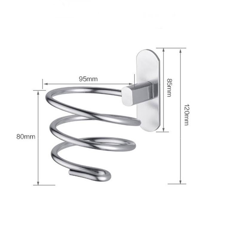 Aluminiowy uchwyt ścienny na suszarkę do włosów (1 sztuka, srebrny), z miejscem na przewód, do kuchni i łazienki. Akcesoria łazienkowe - 3