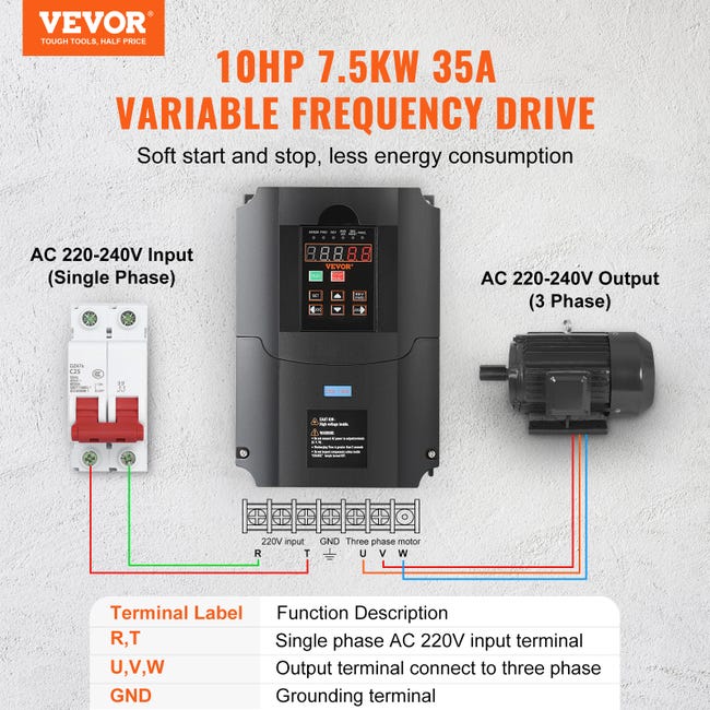Variatore di frequenza,380V 2.2KW VFD Drive Inverter per motore trifase, Convertitore inverter motore per macchinari di produzione, ventilatori,pompe,Inverter regolatore di velocità,Multi-Protezione Variatore di frequenza,380V 2.2KW VFD Drive Inverter per motore trifase, Convertitore inverter motore per macchinari di produzione, ventilatori,pompe,Inverter regolatore di velocità,Multi-Protezione