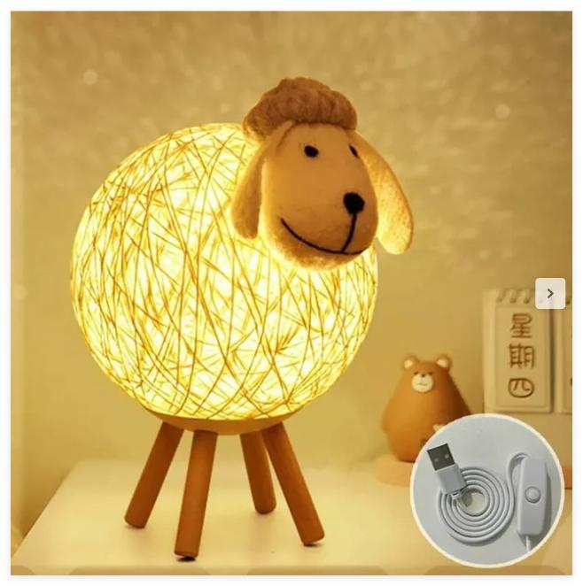 Lampka nocna z barankiem, lampka stołowa LED, lampka nocna dla dzieci, lampka nocna USB, idealny prezent.