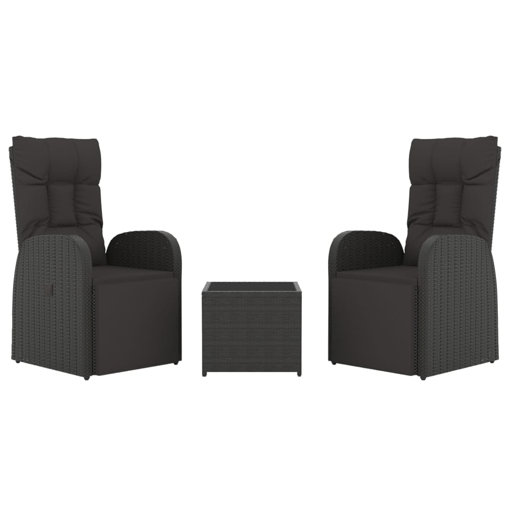 Maison Exclusive - Set Mobili da Giardino 3 pz Nero Polyrattan e Acciaio - 3
