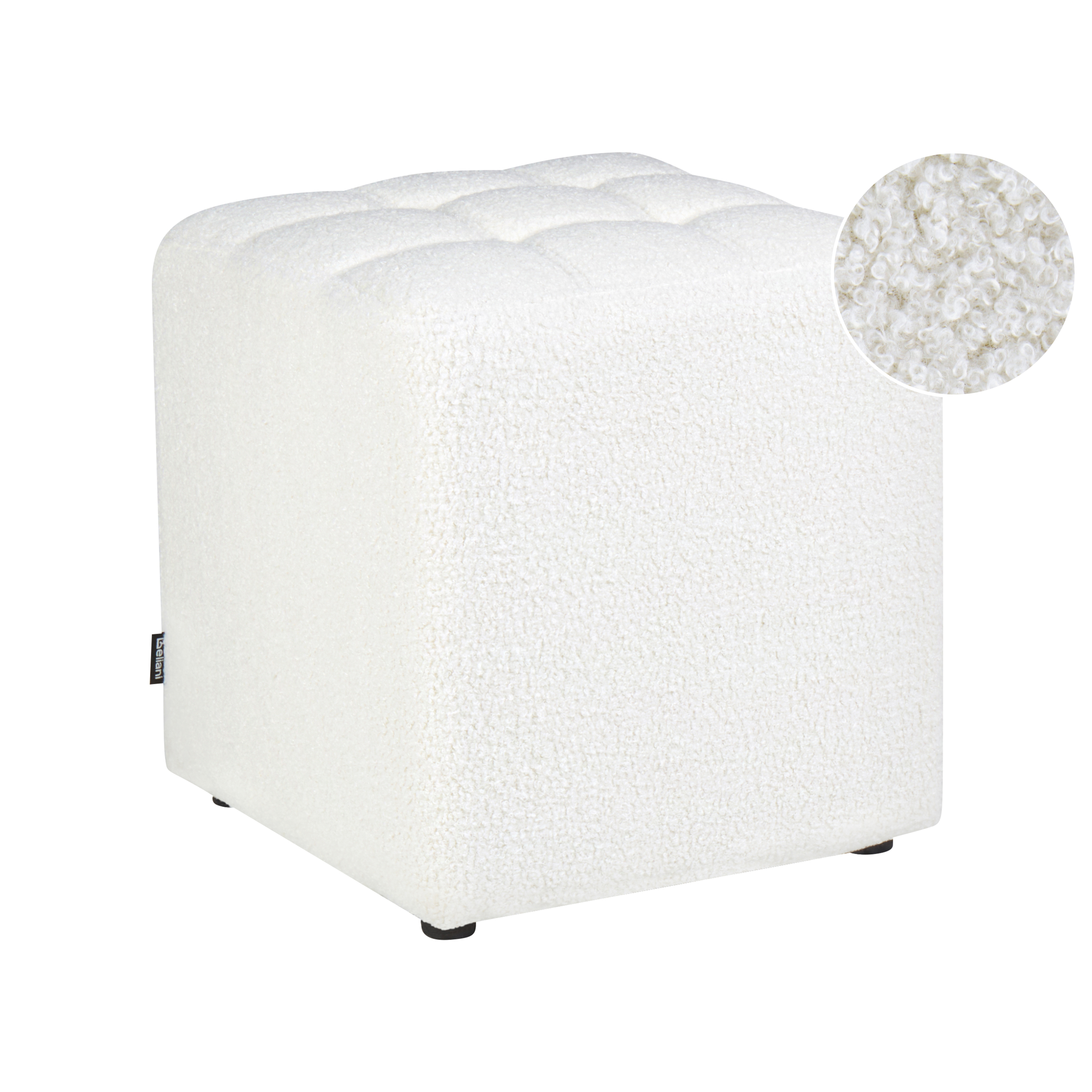 Beliani Puf Kansas Bouclé 38 Cm 38 Cm 39 Cm Blanco , Leroy Merlin