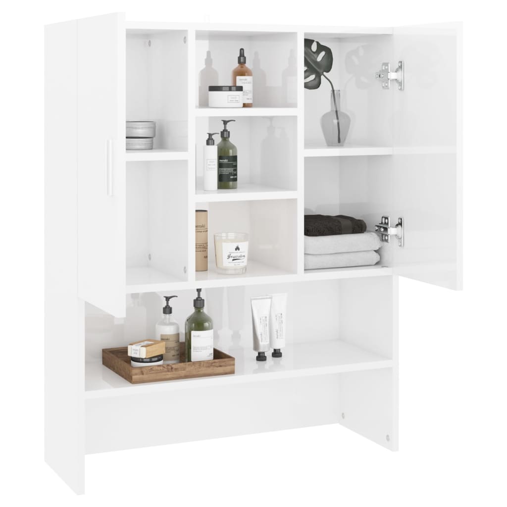Armario de lavadora blanco brillante 70,5x25,5x90 cm vidaXL - 6