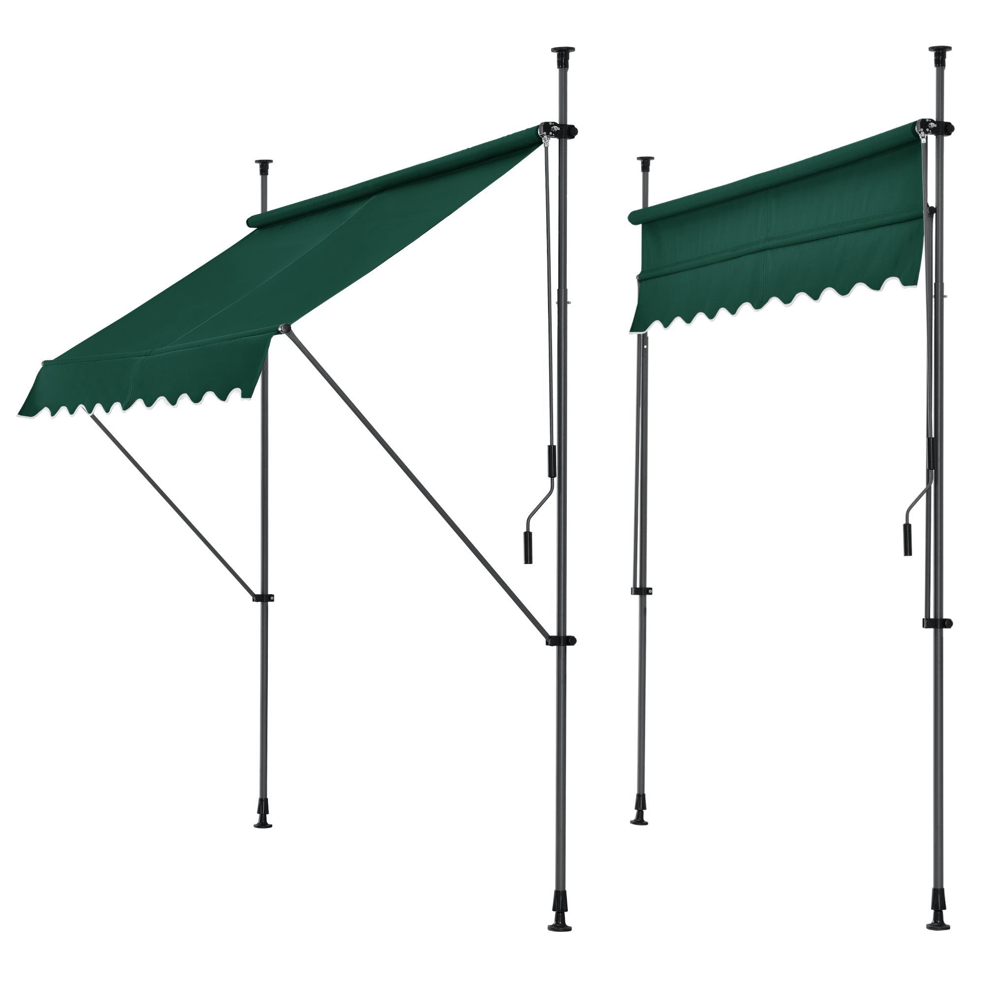 Toldo telescópico de acero y poliéster 150 x 120 x 200-300 cm verde oscuro 03_0008317