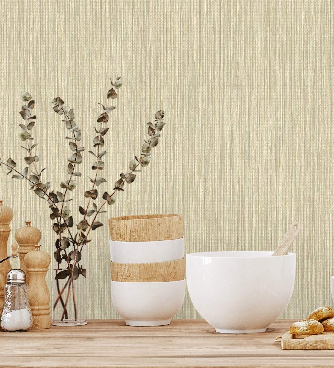 Papel pintado vinílico lavable efecto fibra vegetal con textura en relieve - saratov texture 676385 de gaulan - rollo de 10 m x 1,06 m