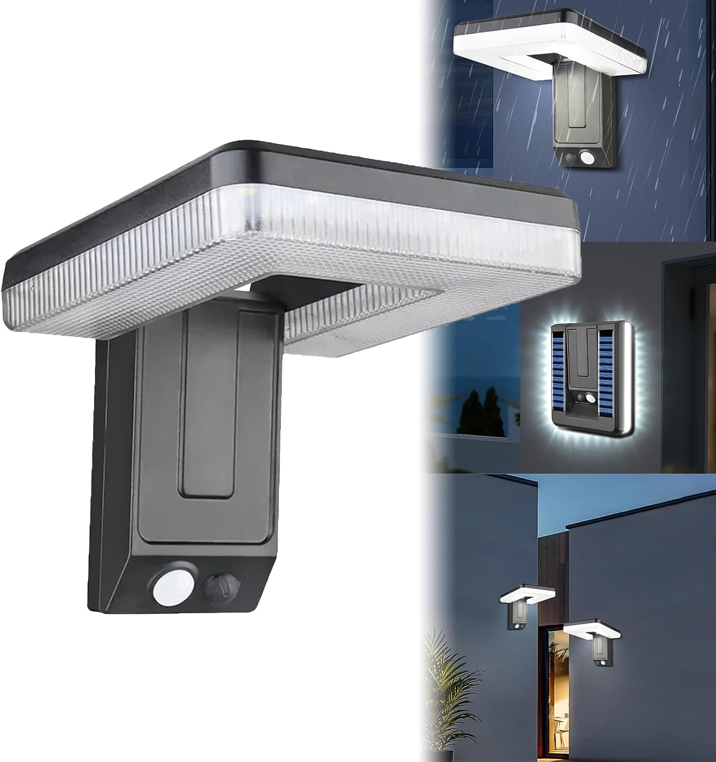 Lampa ścienna z czujnikiem ruchu na zewnątrz, 120°, regulowana, 32 diody LED, IPX45, 350-470 lumenów, 3 tryby, z inteligentnym czujnikiem ruchu