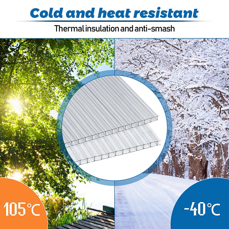 14x Plaque polycarbonate 4mm 121x60,5cm Plaque polycarbonate translucide résistant aux UV double paroi isolante alvéolaire pour Serre - 3