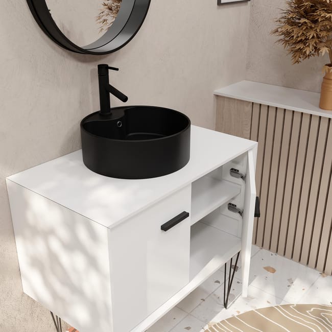 Set Arredo Bagno HOME DELUXE WANGEROOGE Grigio - Con Lavabo 60cm, Specchio E LED - Foto 3