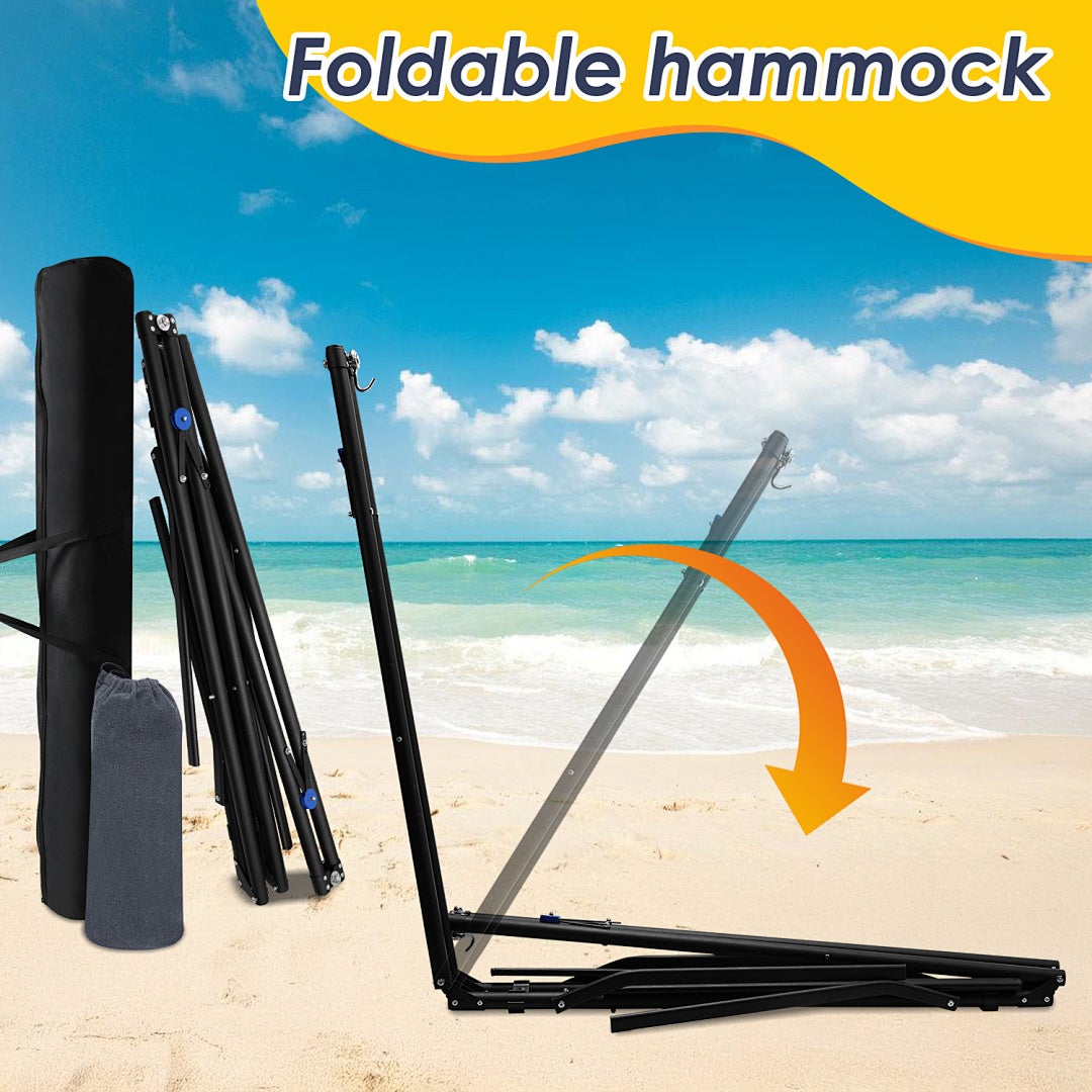 Hamac avec structure pliable – Charge maximale 150 kg – Idéal pour les loisirs le jardin et la terrasse - 4