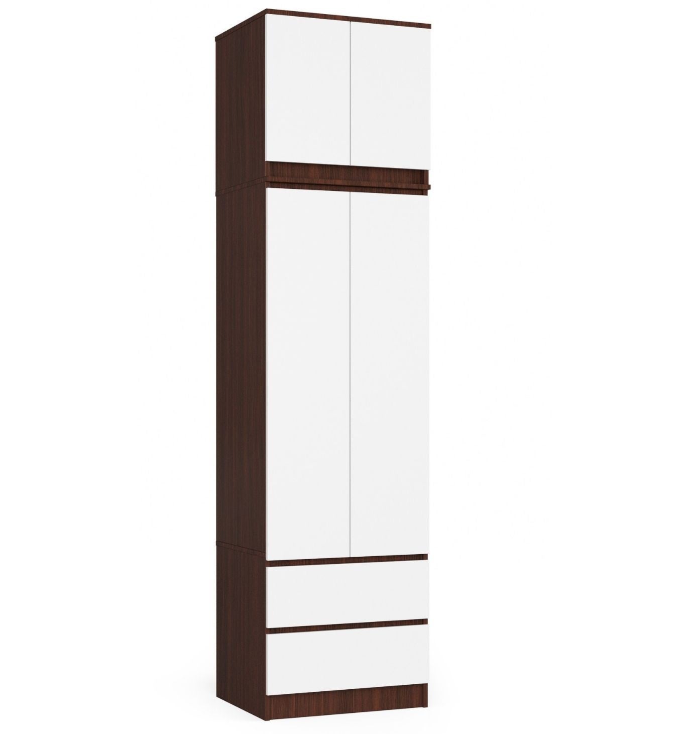 Szafa AKORD S60 z nadstawką Wenge 60 cm 2 drzwi 2 szuflady kolor Biały mat 3 półki 60x51x234 cm
