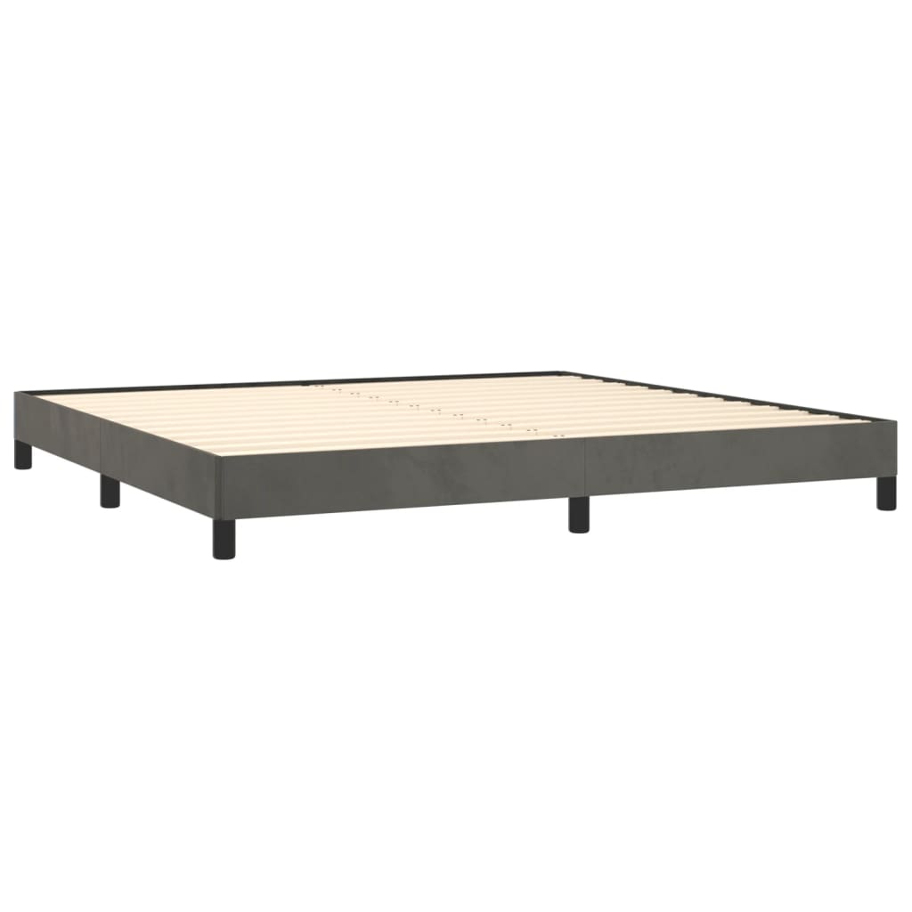 Cadre de lit sans matelas gris foncé 200x200 cm velours — COMFORTXL - 4