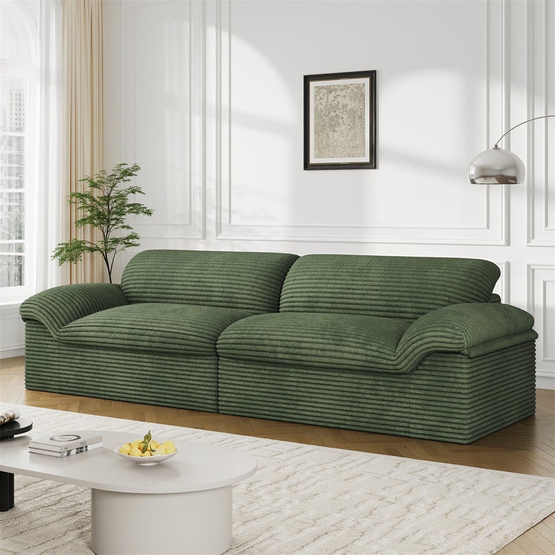 DRIPEX Canapé modulable 2/3 places en velours côtelé doux,assise profonde,sans structure,aucun montage requis,260*103*80cm,Vert - 2
