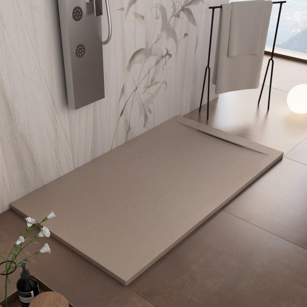 Receveur De Douche 80x150 Cm Effet Ardoise - Résine Minérale Bagno Super - Blanc