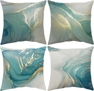Lot De 4 Housse De Coussin Décorative à Motif Aquarelle De Tortue De