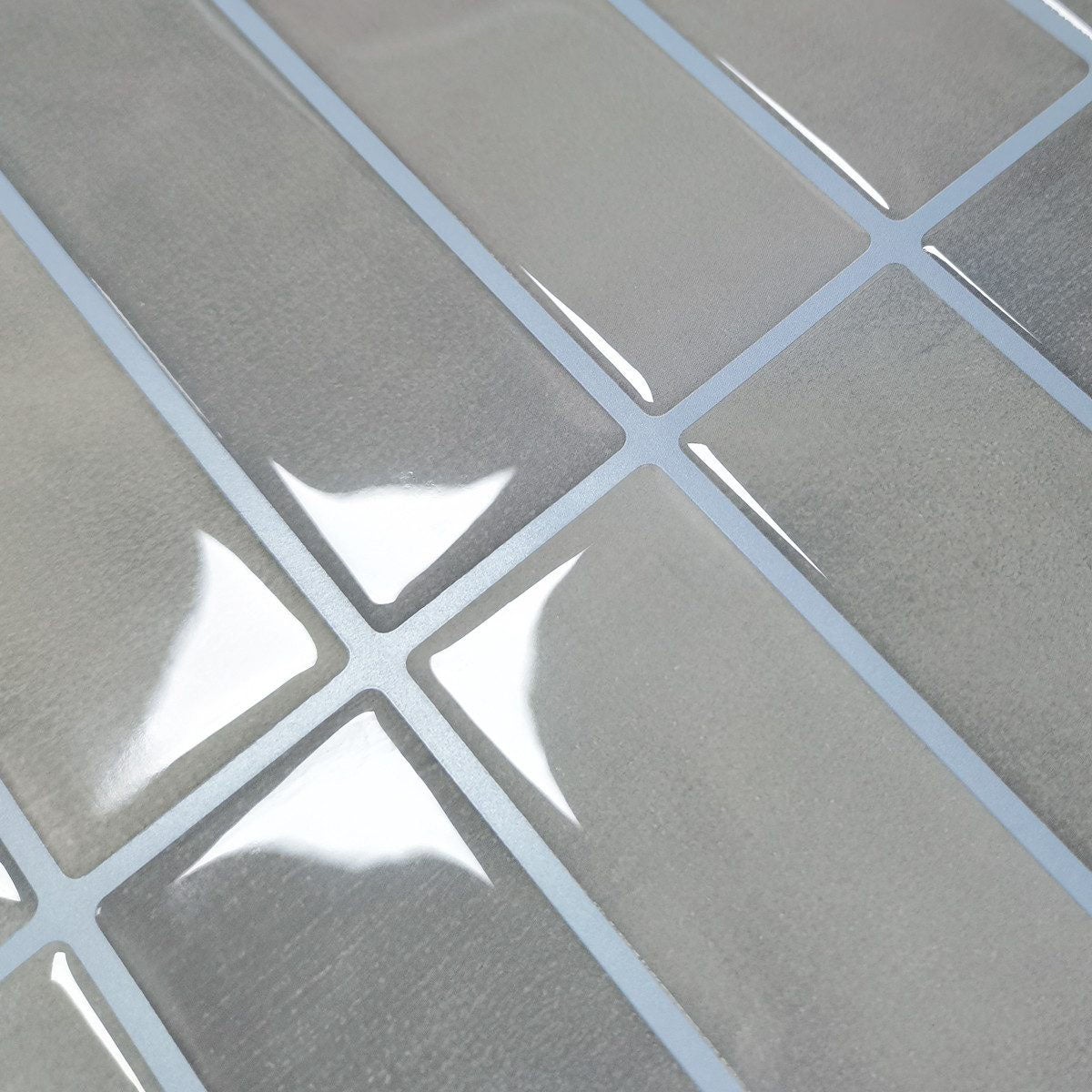 Lot de 10 crédences adhésives pour cuisine, salle de bain, carrelage mural, gris clair - 6