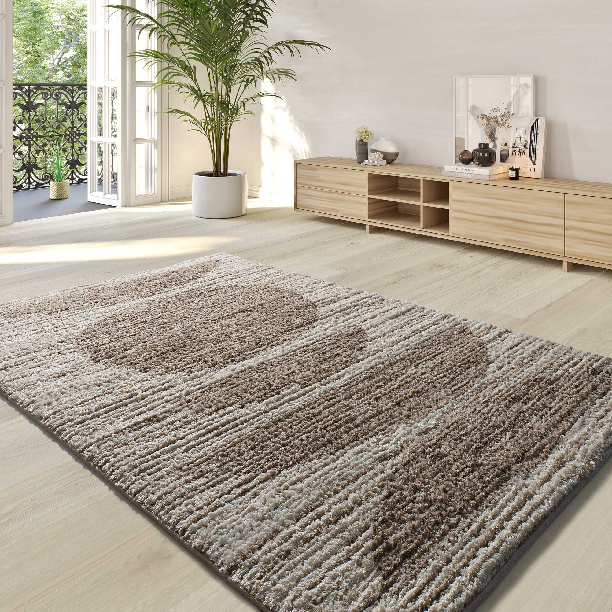 Prostokątny beżowy dywan do wnętrz 120 x 170 cm skandynawski LIMA - ATTICGO