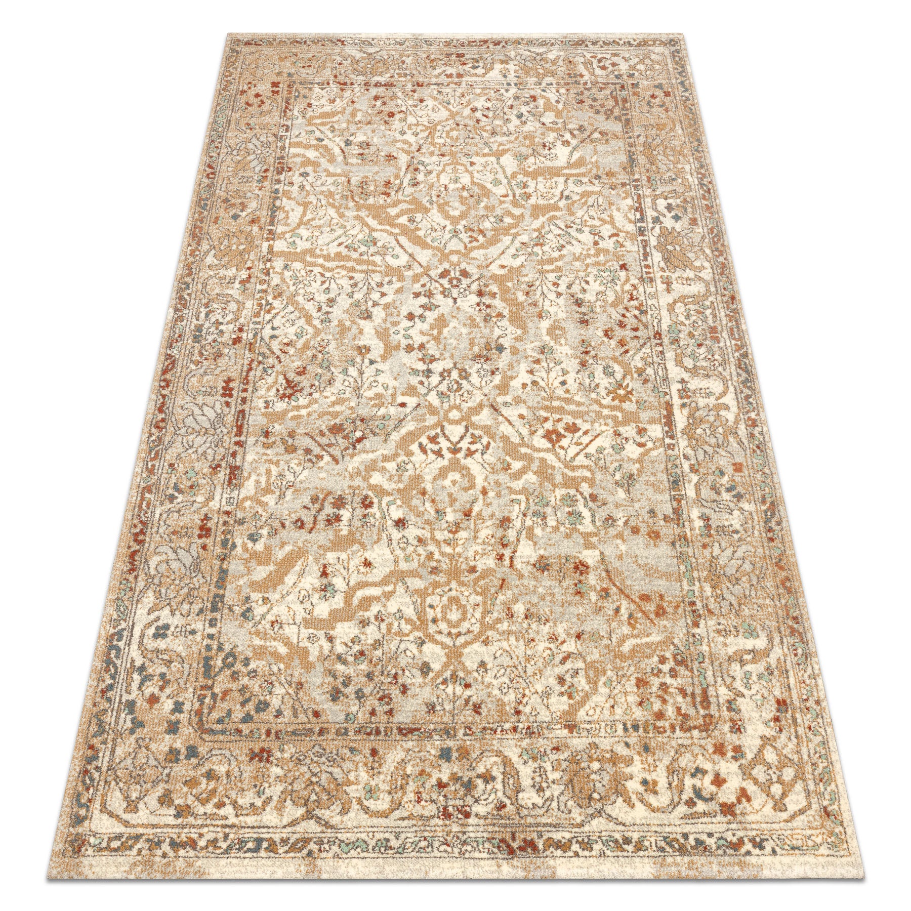 Dywan SOHO 477.04.LA110 wełniany OSTA - Kwiaty, ramka naturalny beż / terakota 160x240 cm