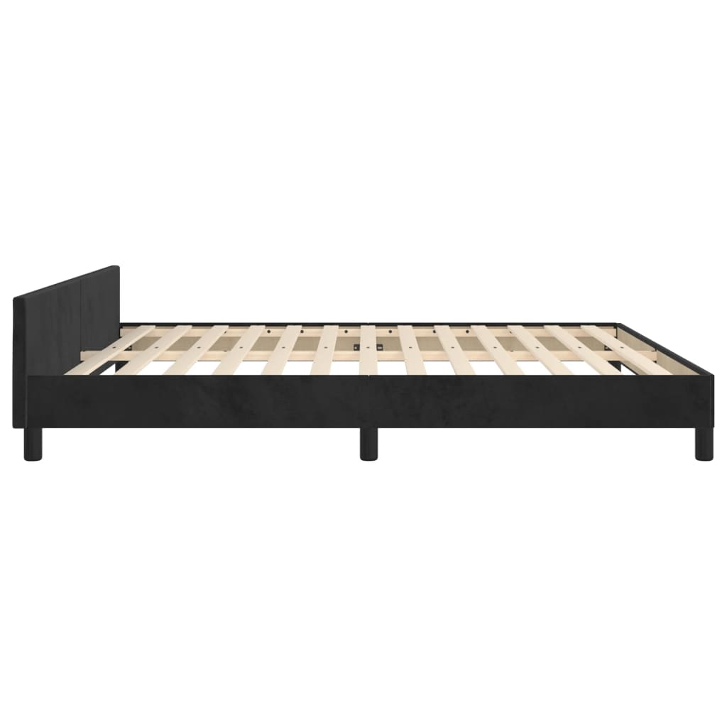Cadre de lit sans matelas noir velours - 7