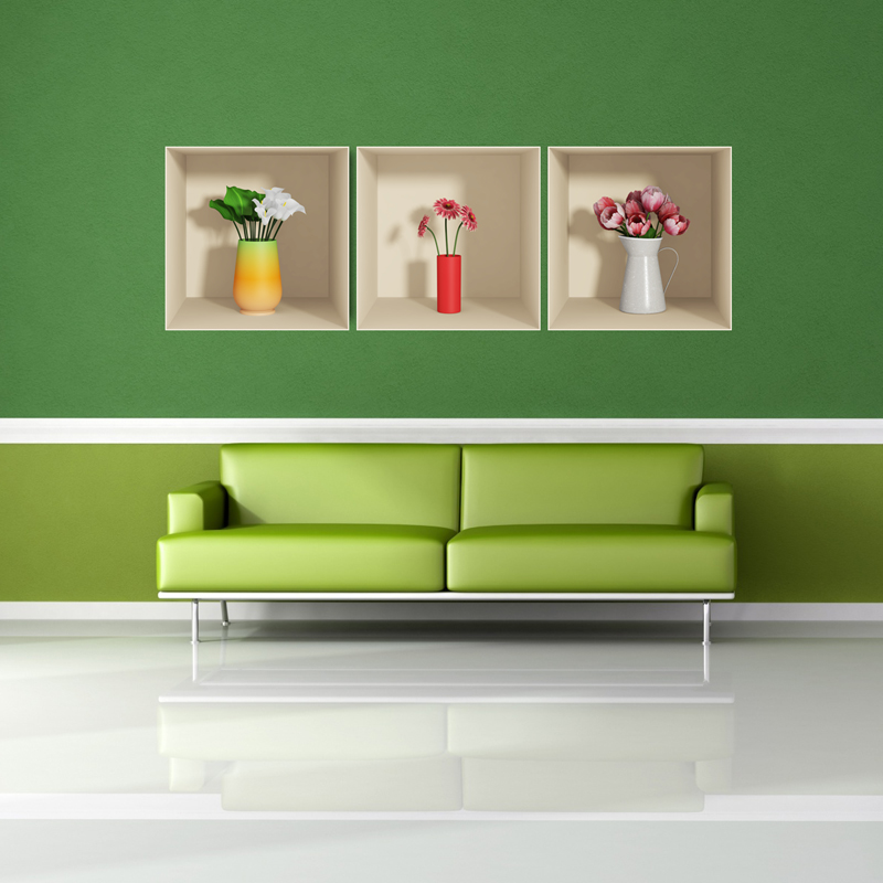 Pegatina de 3d flores - adhesivo de pared - revestimiento sticker mural decorativo - 30x90cm