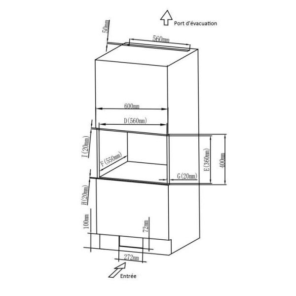 Micro-ondes encastrable - CONTINENTAL EDISON - CEMO20EBM2 - 1280 W - L59,5xH38,5xP35,3 cm - 20L - Noir - 5