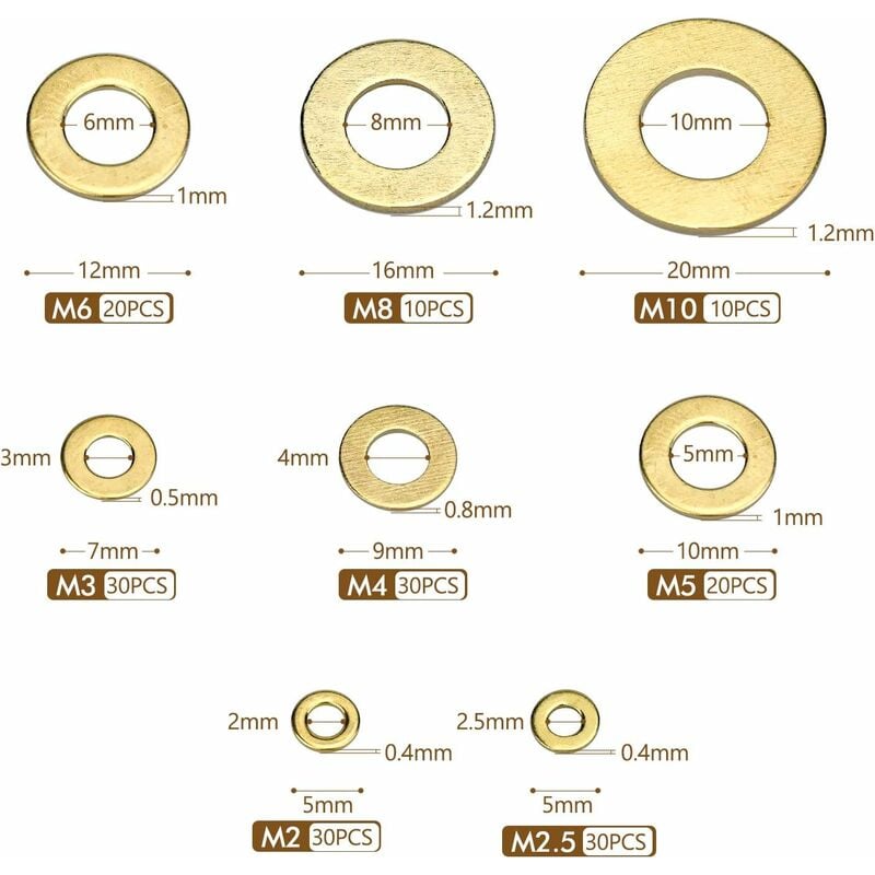 Set Guarnizioni 250 Pezzi Kit Assortimento Rondelle Piatte In Nylon M2 - Foto 6
