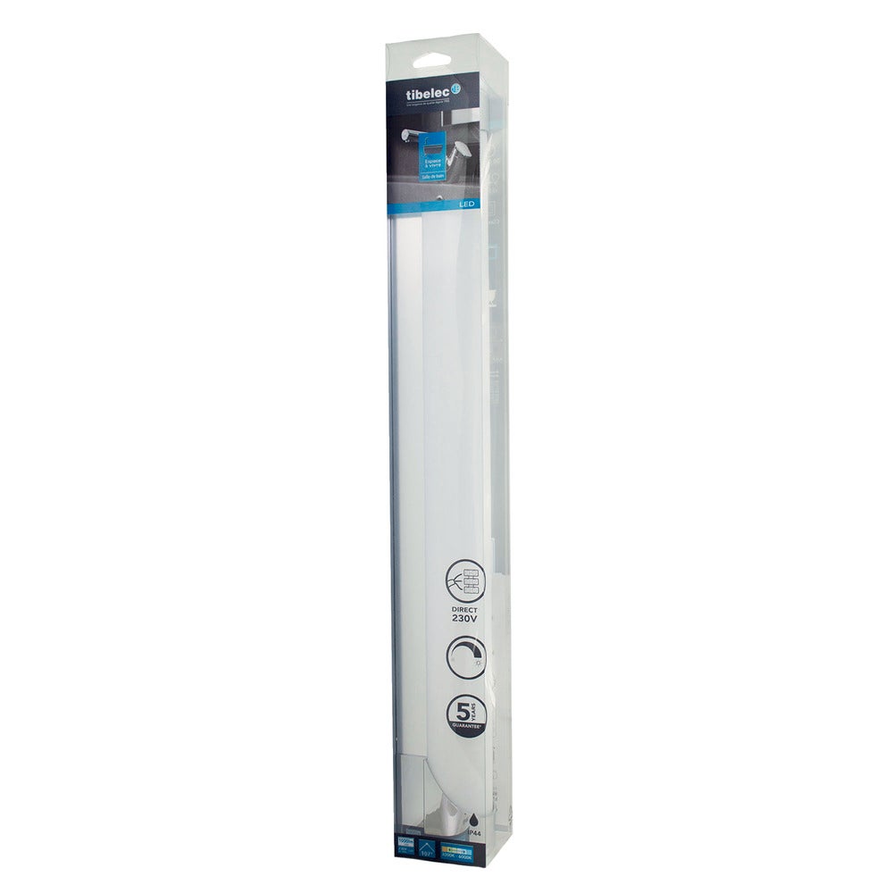 Réglette LED Argent 10W, 950 lumens, IP44, 3000-4000-6500K, bornier de connexion intégré, garantie 5 ans - Tibelec - 5