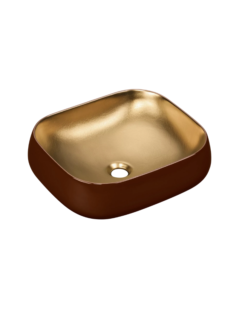 Umywalka nablatowa Uptrend CELIA kwadratowy owal burgundowo-złoty mat 1 szt.