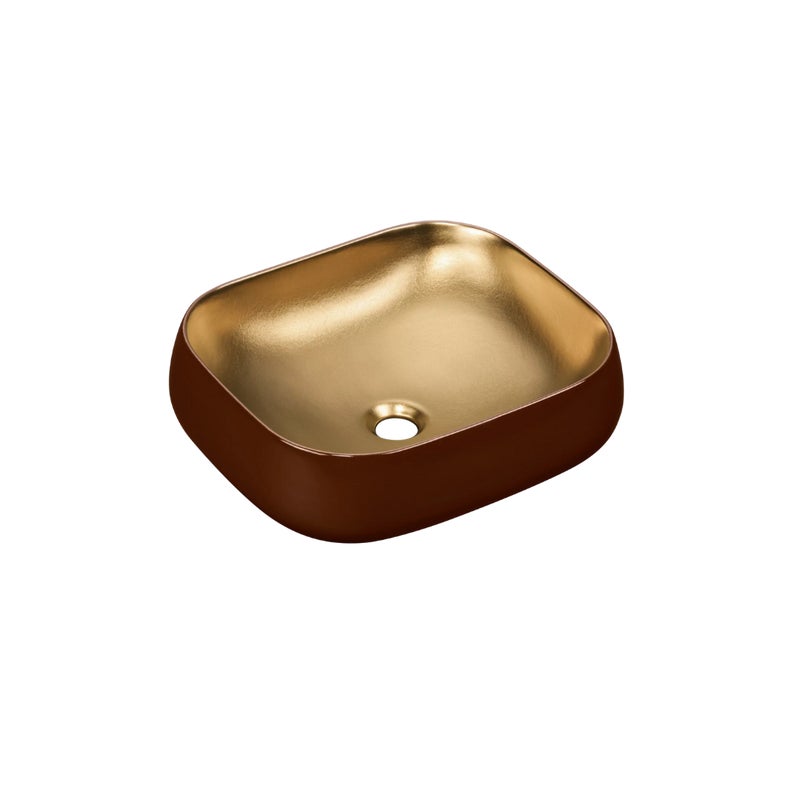 Umywalka nablatowa Uptrend CELIA kwadratowy owal burgundowo-złoty mat 1 szt.