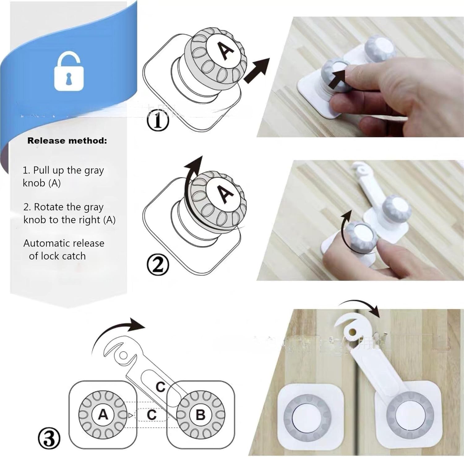Lot de Sécurité Enfant Portes de Placard, Sécurité Enfant pour